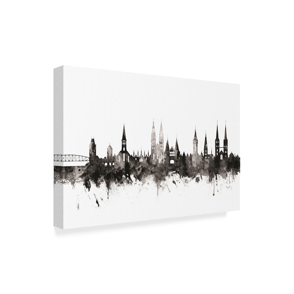 Michael Tompsett 'Lubeck Germany Skyline Black White' Canvas Art,22x32